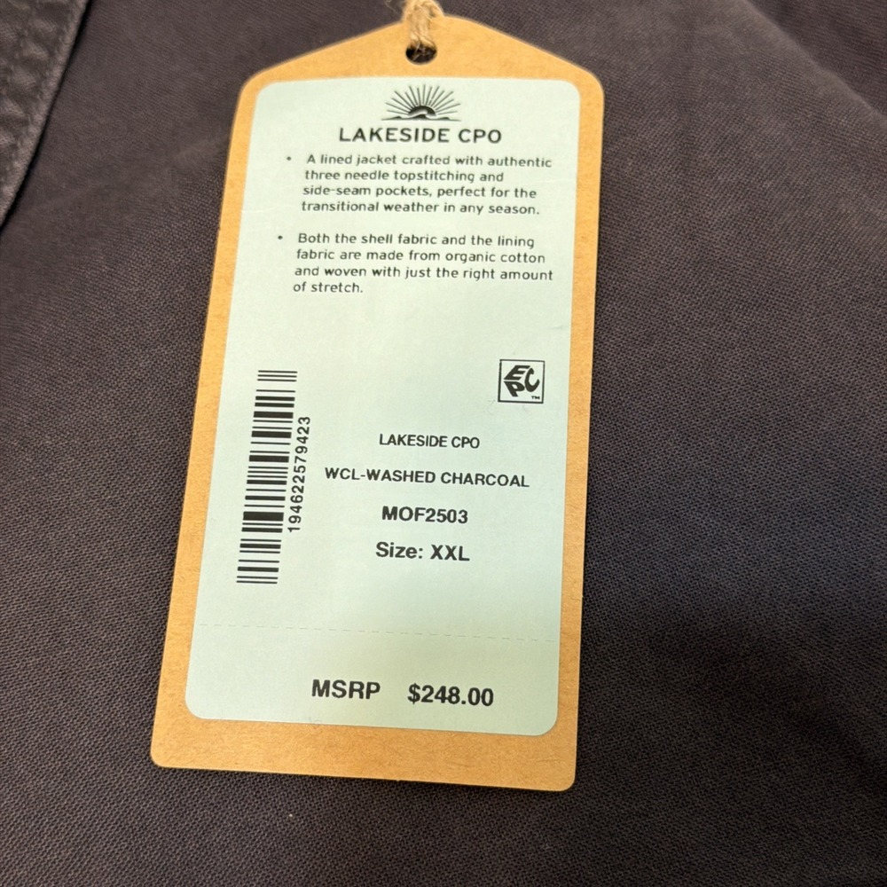Faherty Lakeside CPO Washed Charcoal Shirt Jacket Size 2XLarge NWT $248 - Picture 3 of 10